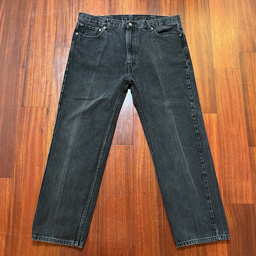 Levis Jeans Mens 38x29 Black 505 Regular Straight Leg Grunge Workwear Casual